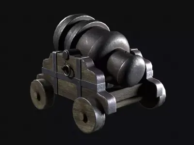 Old Cannon Low-poly 3D model