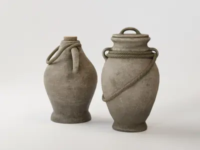 Antique clay pottery Low-poly 3D model