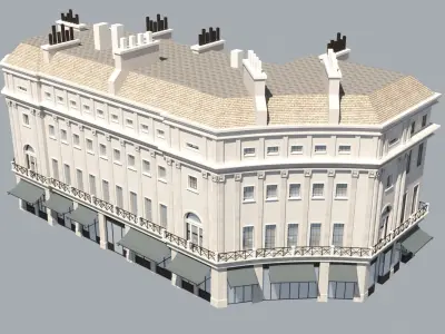 8 European style buildings 3D model