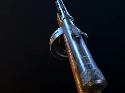 PPD40 soviet ww2 machine gun pbr Low-poly 3D model