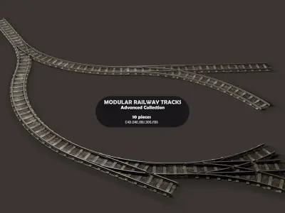 Modular Railway Track Advanced Collection 3D model