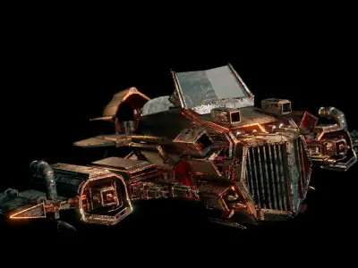 Steampunk Aircraft Low-poly 3D model