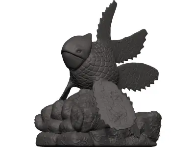 Goldfish statue of bird 3D model