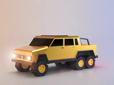 6x6 Pickup Truck Low-poly 3D model