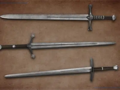 Crusader Swords Bundle Low-poly 3D model