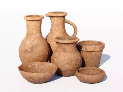 Clay Containers Low-Poly 3d models Low-poly 3D model