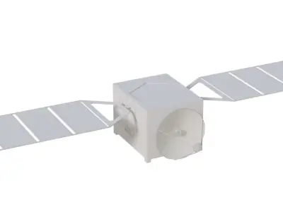 Spaceship And Satellite Low-poly 3D model