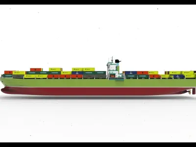 Super Container Ship green  3D model