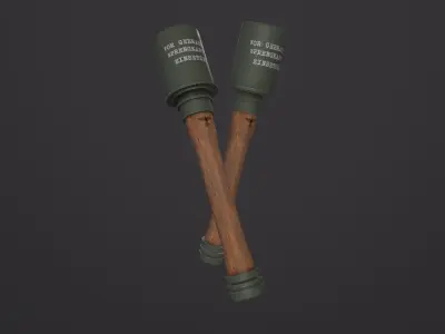 Stielhandgranate 3D Model Low-poly 3D model