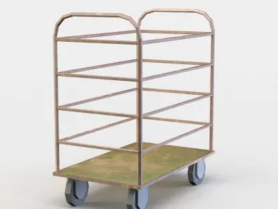 Trolley copper on wheels Low-poly 3D model