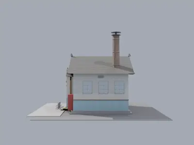 Japanese Sento Public Bathhouse Exterior  Low-poly 3D model