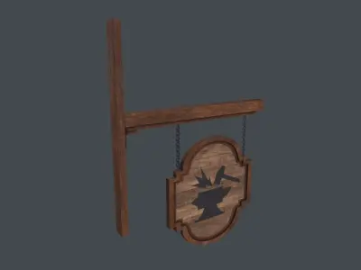 Old blacksmith sign 3D Model Low-poly 3D model