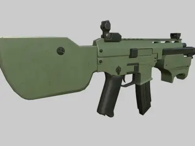 Assault rifle Low-poly 3D model 5