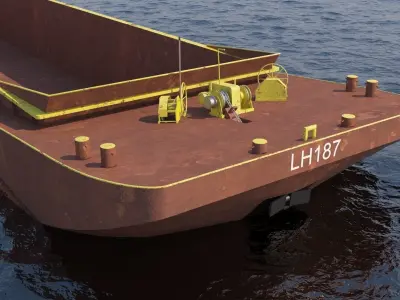 barge cargo ship floating in ocean Low-poly 3D model