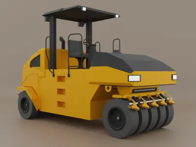 Pneumatic Roller - Heavy Vehicle Low-poly 3D model