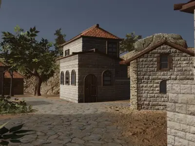 Desert Village Landscape 3D model buy