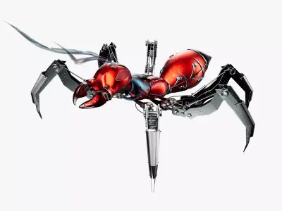 Robotic Character Ant Bot with RIG Low-poly 3D model