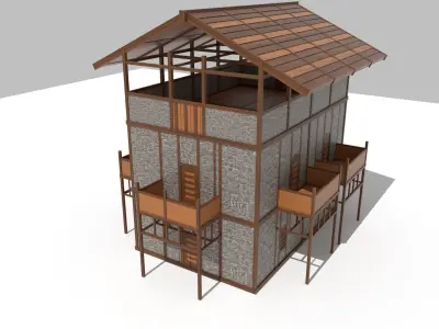 Medieval Outpost building Low-poly 3D model