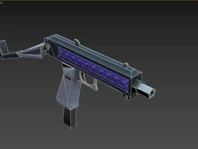 miniuzi gun with handle Low-poly 3D model