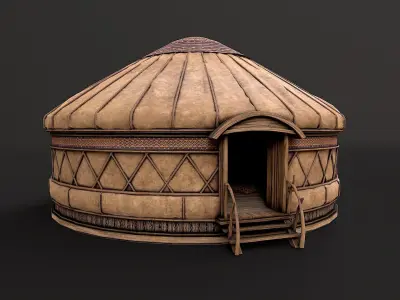 Mongolian Yurt and Interior 1 Low Poly PBR  Low-poly 3D model