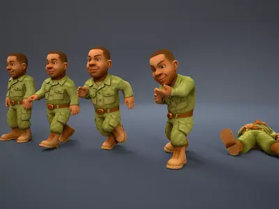 Stylized soldier  Afro-American Low-poly 3D model