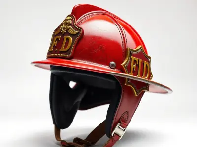 Firefighter Helmet Model Pack with Realistic PBR Textures Low-poly 3D model