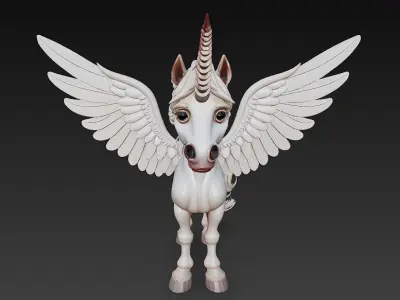 Unicorn Realistic 3D Model Basic - Low Poly Realistic Low-poly 3D model