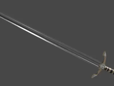 Langsax sword with Excalibur handle Low-poly 3D model