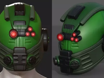 Helmet scifi military combat 3d model low  Low-poly 3D model
