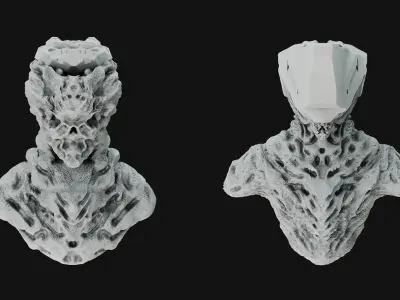 2 Sci-Fi Horror Bust BaseMesh Pack With UVs Ztool 3D model