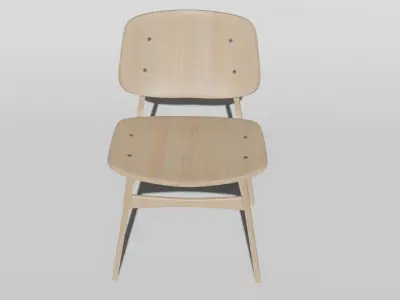 Corvus-Mid-century-Modern-Accent-Chair wooden chair with shadow Free 3D model