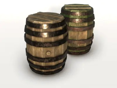 Barrels Pack PBR Low-poly 3D model