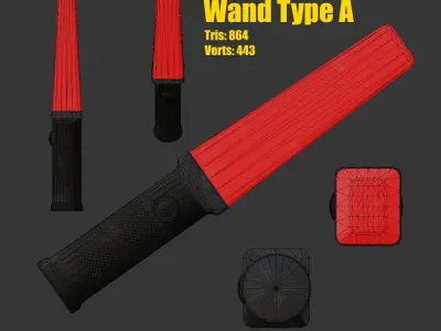 Ground Crew Marshalling Wands for Airports Low-poly 3D model