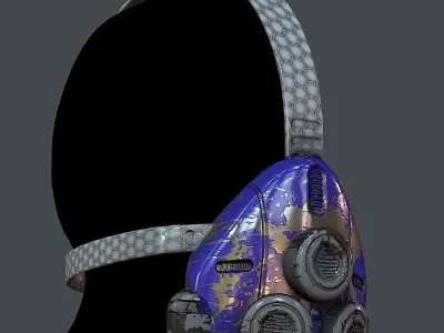 Gas mask helmet 3d model scifi Low-poly  Low-poly 3D model 7