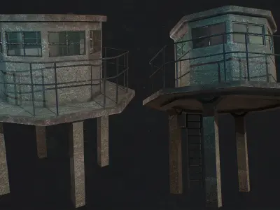 3D Low Poly - PBR Small Watch Tower 3D model model Low-poly 3D model