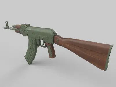 AK 47 Low-poly 3D model 7