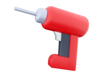 Cordless drill cartoon icon 3D model