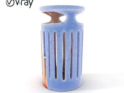 Urban Steel Trash Bin Model Pack Low-poly 3D model