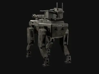 Military robot dog Low-poly 3D model