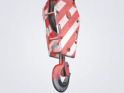 Crane Hook Red Low-poly 3D model