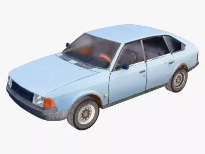 Old Car Hatchback 80s Low Poly M1 Low-poly 3D model