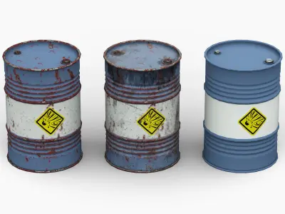Steel Drum Barrel Low-poly 3D model