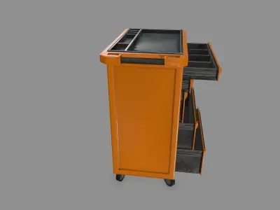 Cupboard orange cart on wheels Low-poly 3D model