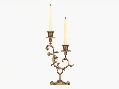 Candlestick with candles antique 01 3D model