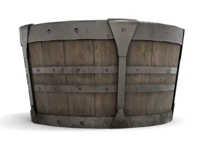 Ancient Wooden Barrel Low-poly 3D model