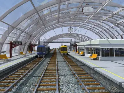 3D Train Station 07 3D model