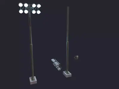 Floodlight Tower Low-poly 3D model