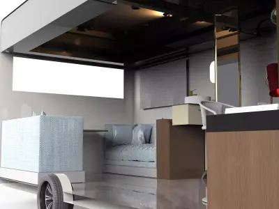 caravan mobile home with bedroom and bathroom 3D model