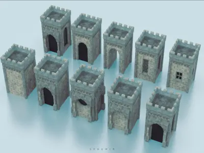 Medieval Small Tower Pack Low-poly 3D model