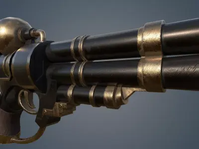 Stylized Barrel Gun Game Ready Weapon 3D Model Low-poly 3D model